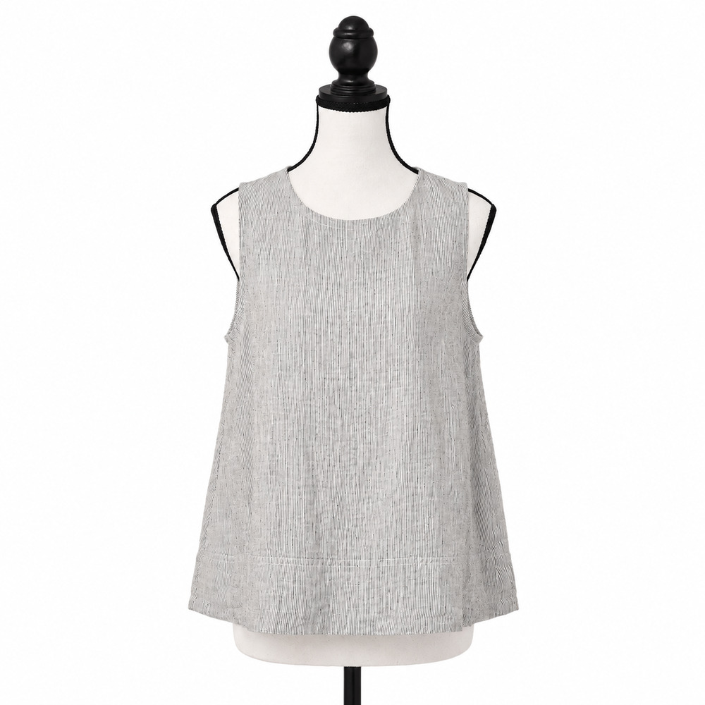 Madewell Womens Shell Top in 100% Linen Black White Size Small Quiet Luxury NWT